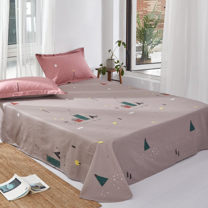 Sheet Sets Cotton Cartoon Printed Ultra Soft Wrinkle Resistant Breathable Bed Sheet Set