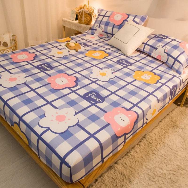 Fitted Sheet Cotton Floral Printed Ultra Soft Breathable Wrinkle Resistant Bed Sheet Set