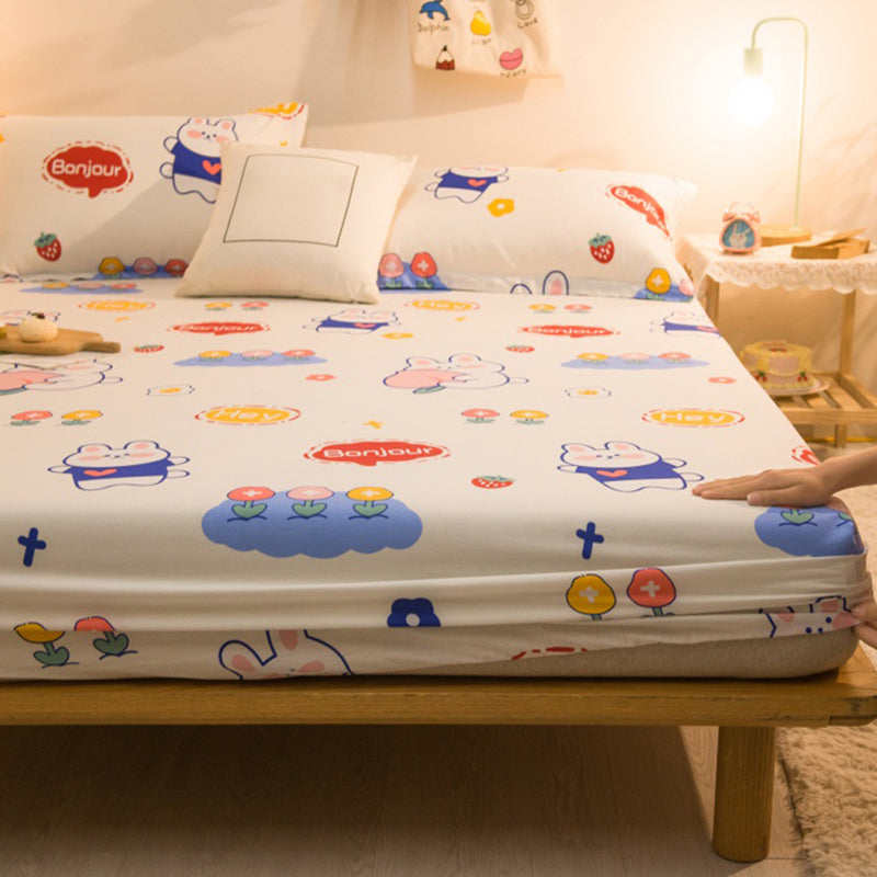 Fitted Sheet Cotton Floral Printed Ultra Soft Breathable Wrinkle Resistant Bed Sheet Set