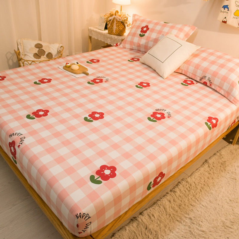 Fitted Sheet Cotton Floral Printed Ultra Soft Breathable Wrinkle Resistant Bed Sheet Set