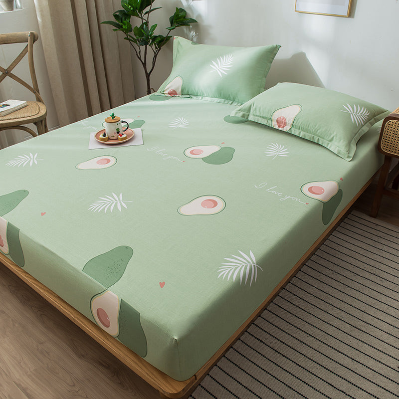 Fitted Sheet Cotton Floral Printed Ultra Soft Breathable Wrinkle Resistant Bed Sheet Set