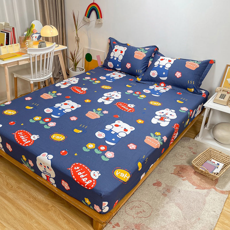 Fitted Sheet Cotton Floral Printed Ultra Soft Breathable Wrinkle Resistant Bed Sheet Set