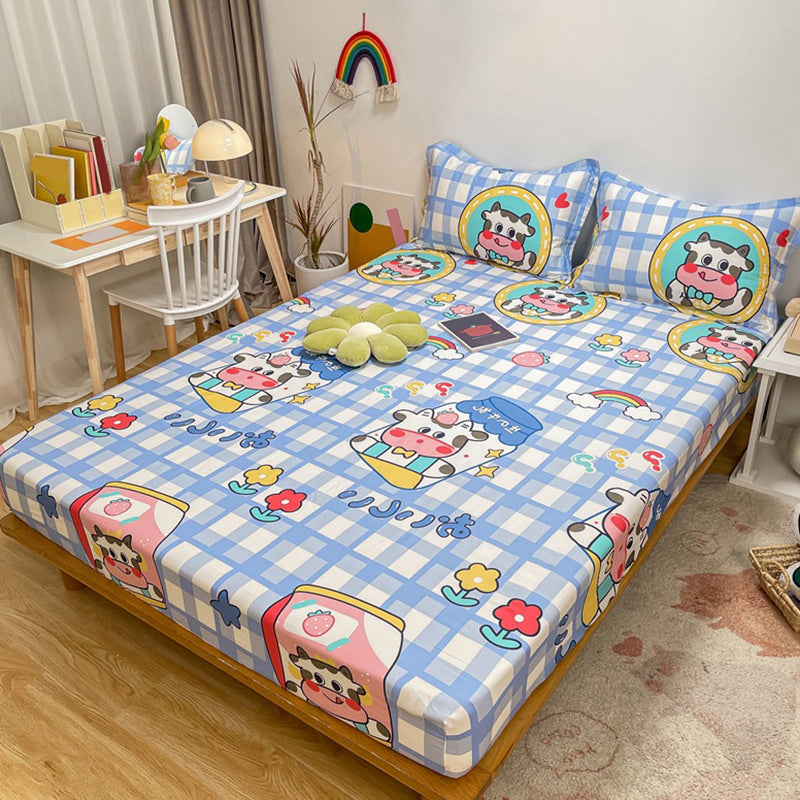 Fitted Sheet Cotton Floral Printed Ultra Soft Breathable Wrinkle Resistant Bed Sheet Set