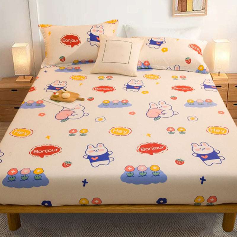 Fitted Sheet Cotton Floral Printed Ultra Soft Breathable Wrinkle Resistant Bed Sheet Set