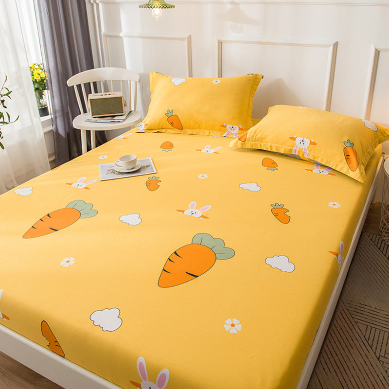 Fitted Sheet Cotton Floral Printed Ultra Soft Breathable Wrinkle Resistant Bed Sheet Set