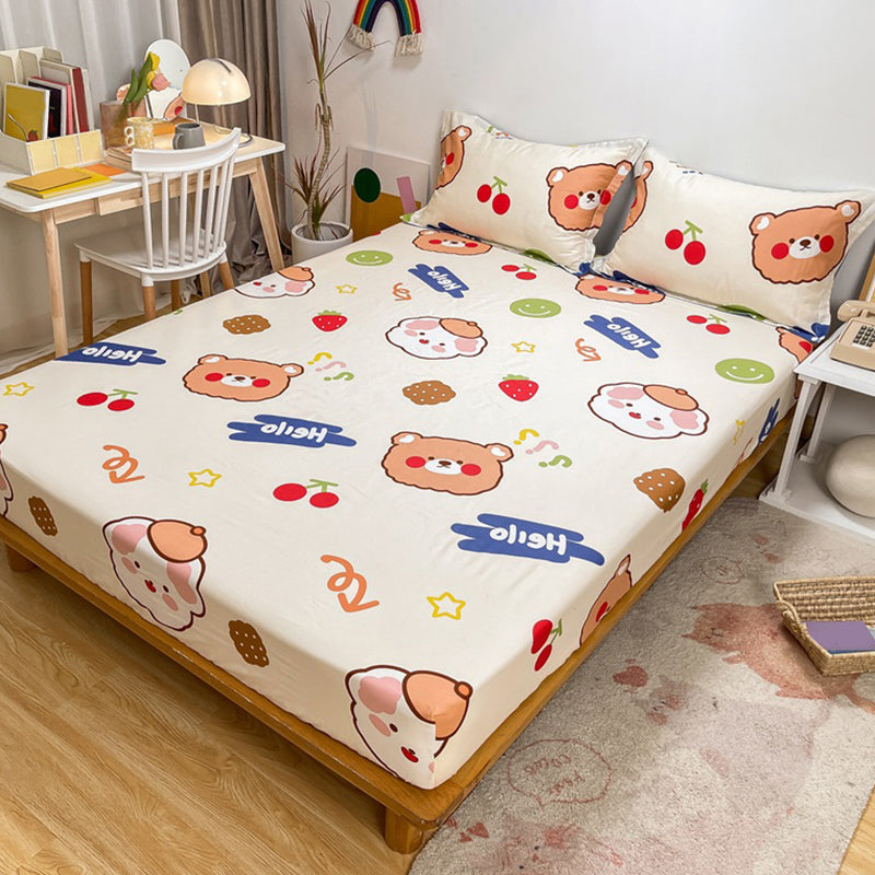 Fitted Sheet Cotton Floral Printed Ultra Soft Breathable Wrinkle Resistant Bed Sheet Set