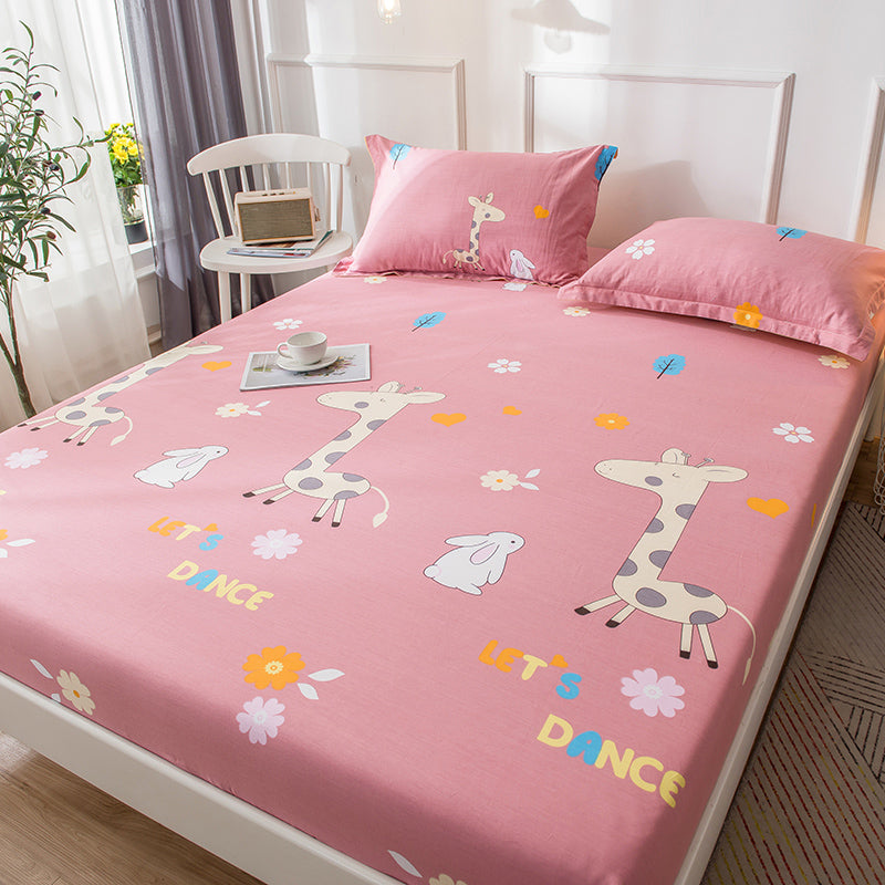 Fitted Sheet Cotton Floral Printed Ultra Soft Breathable Wrinkle Resistant Bed Sheet Set