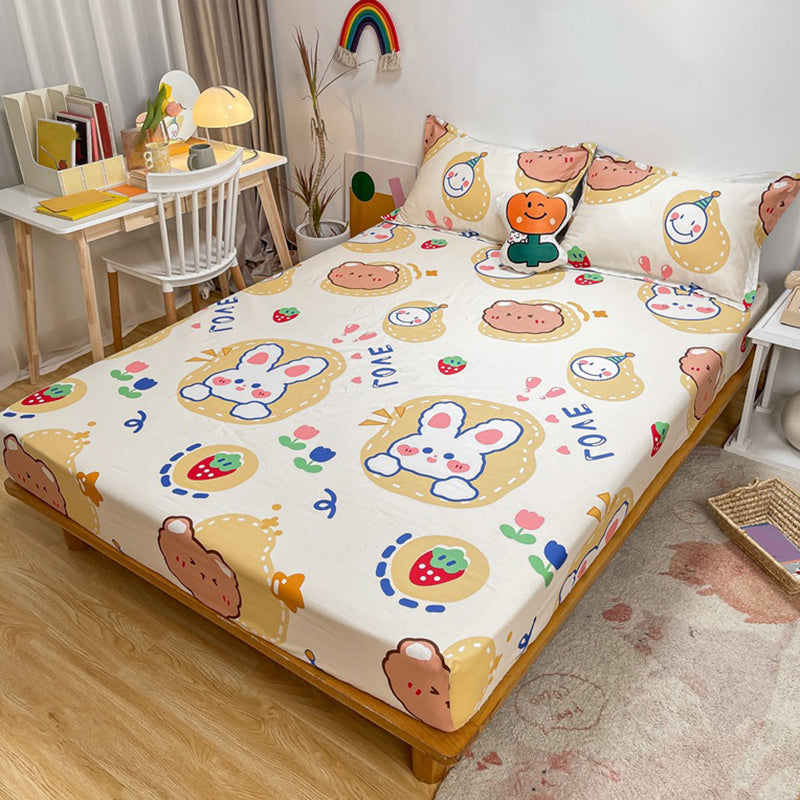 Fitted Sheet Cotton Floral Printed Ultra Soft Breathable Wrinkle Resistant Bed Sheet Set