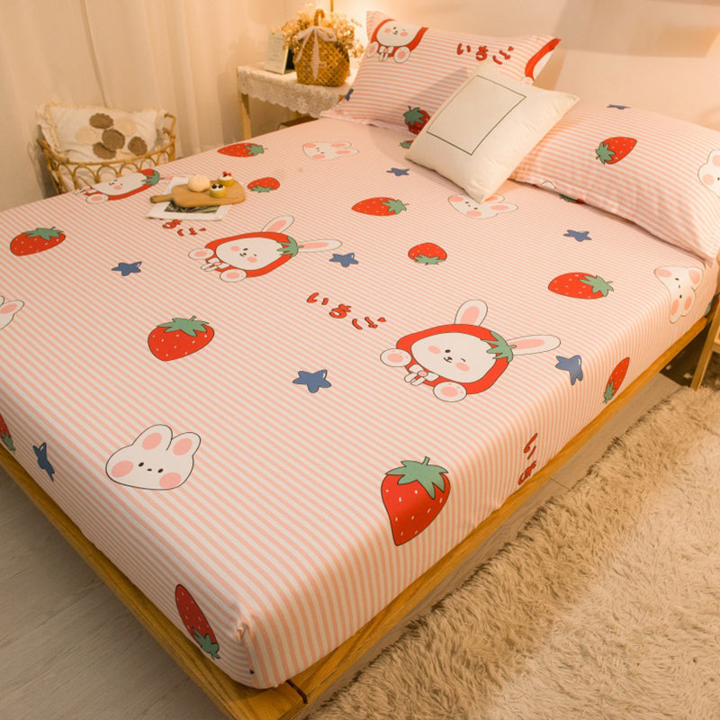 Fitted Sheet Cotton Floral Printed Ultra Soft Breathable Wrinkle Resistant Bed Sheet Set