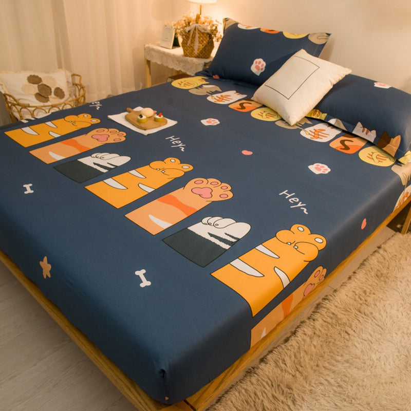 Fitted Sheet Cotton Floral Printed Ultra Soft Breathable Wrinkle Resistant Bed Sheet Set