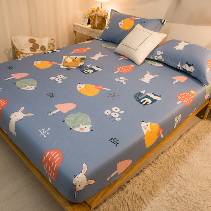 Fitted Sheet Cotton Floral Printed Ultra Soft Breathable Wrinkle Resistant Bed Sheet Set