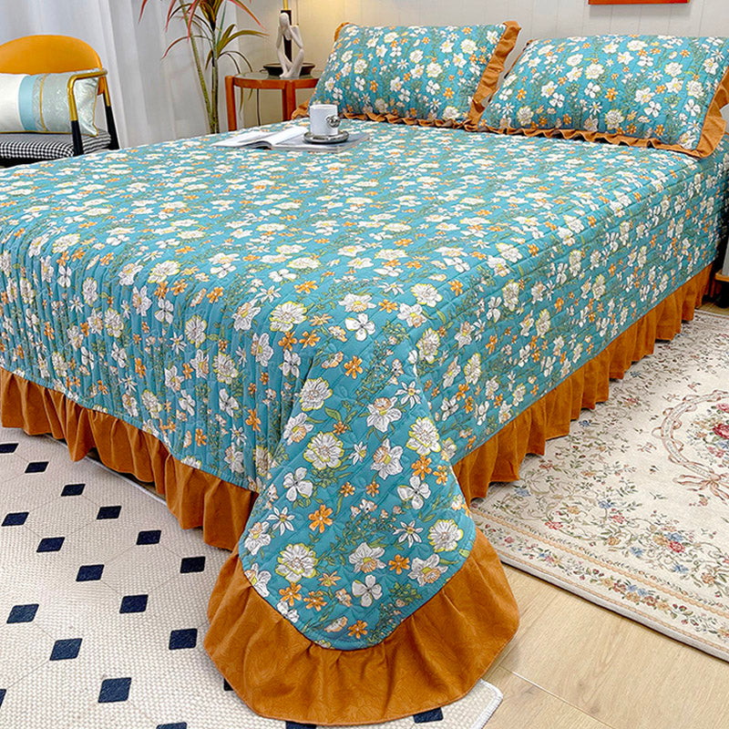 Floral Print Bed Sheet Set Modern Cotton Fitted Sheet for Bedroom