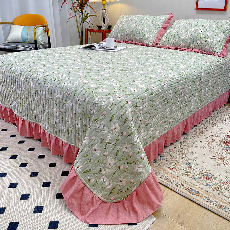 Floral Print Bed Sheet Set Modern Cotton Fitted Sheet for Bedroom
