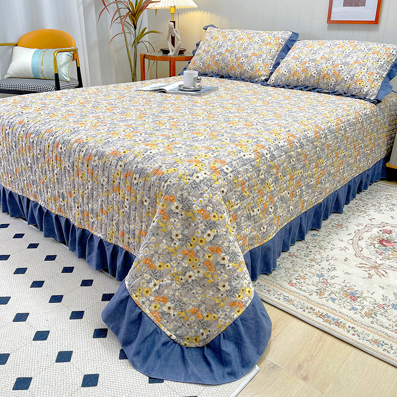Floral Print Bed Sheet Set Modern Cotton Fitted Sheet for Bedroom