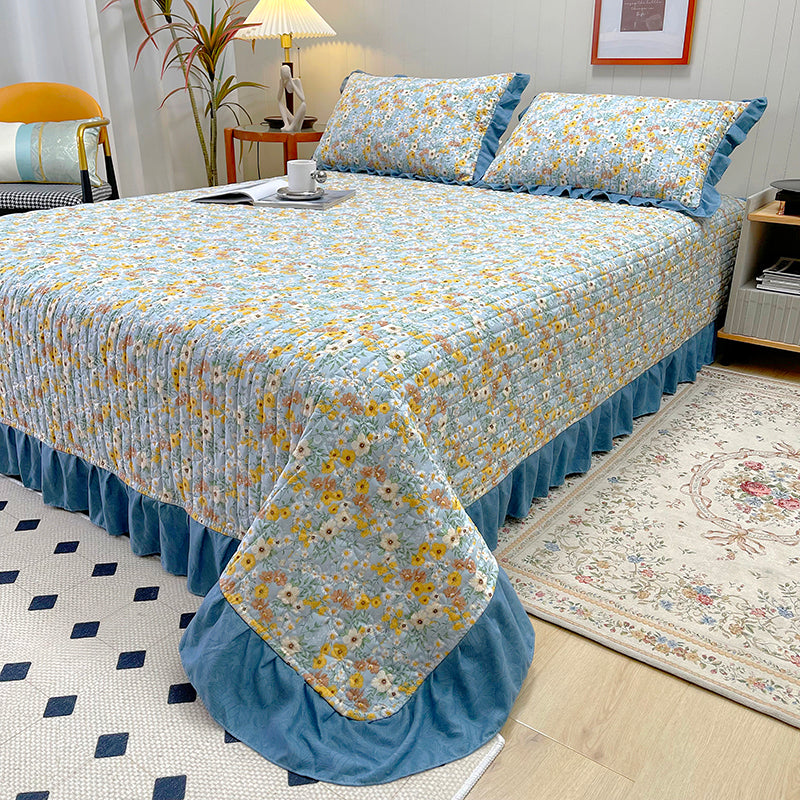 Floral Print Bed Sheet Set Modern Cotton Fitted Sheet for Bedroom