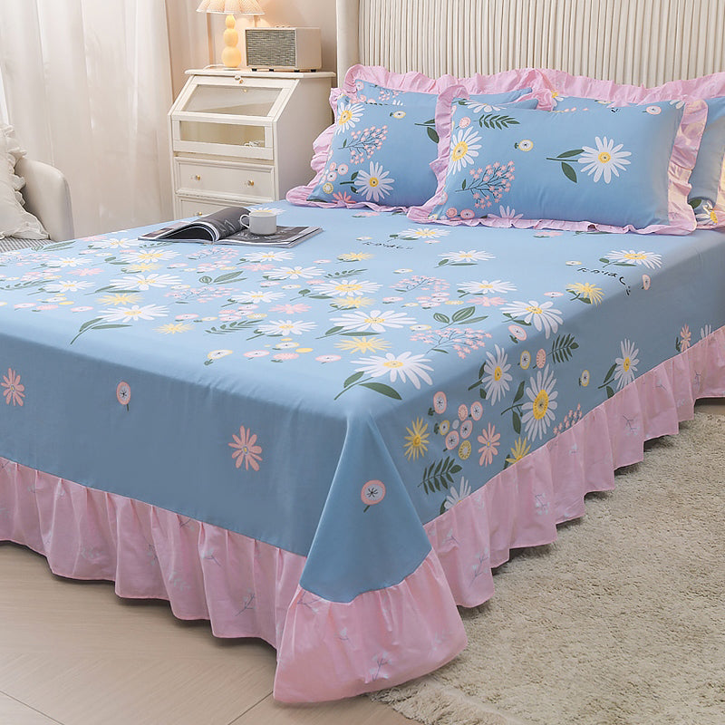 Sheet Set Cotton Floral Printed Ultra Soft Wrinkle Resistant Breathable Bed Sheet Set