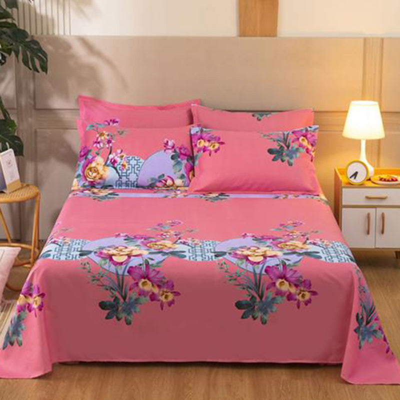 Sheet Set Cotton Floral Printed Ultra Soft Breathable Wrinkle Resistant Bed Sheet Set