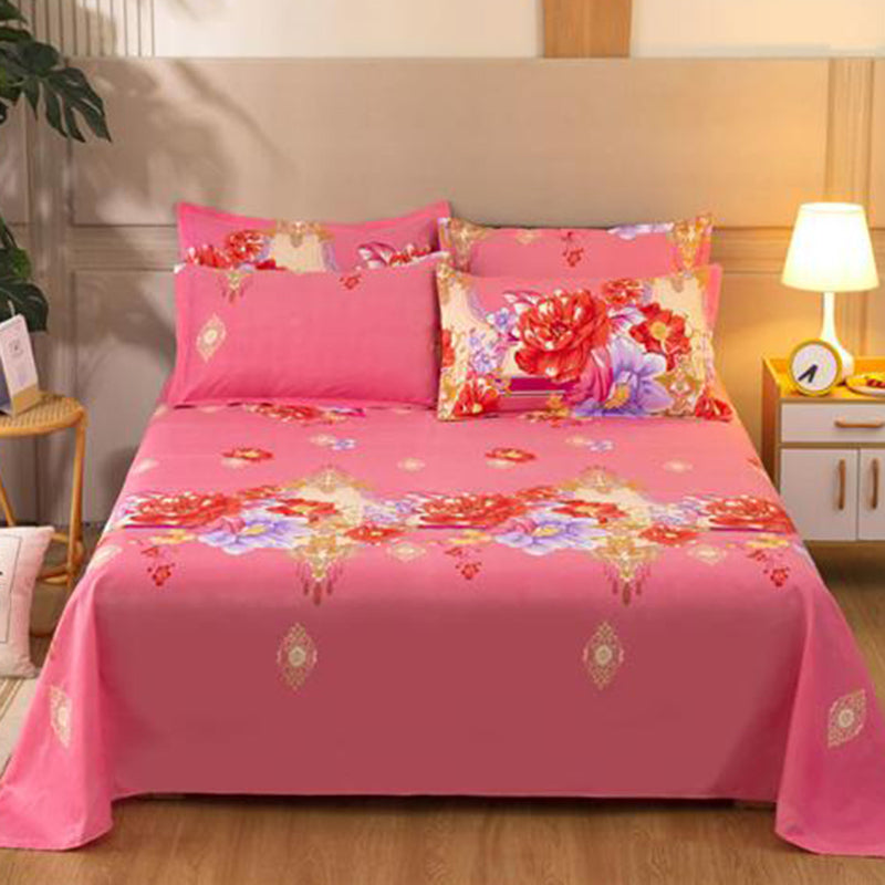 Sheet Set Cotton Floral Printed Ultra Soft Breathable Wrinkle Resistant Bed Sheet Set