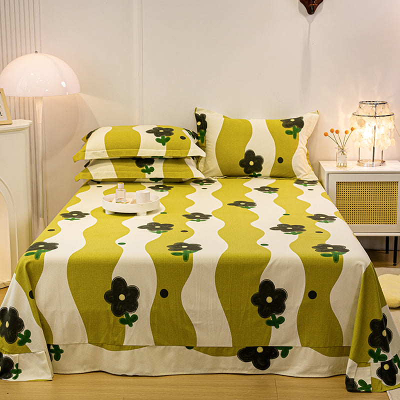 Sheet Sets Cotton Striped Wrinkle Resistant Ultra Soft Breathable Bed Sheet Set