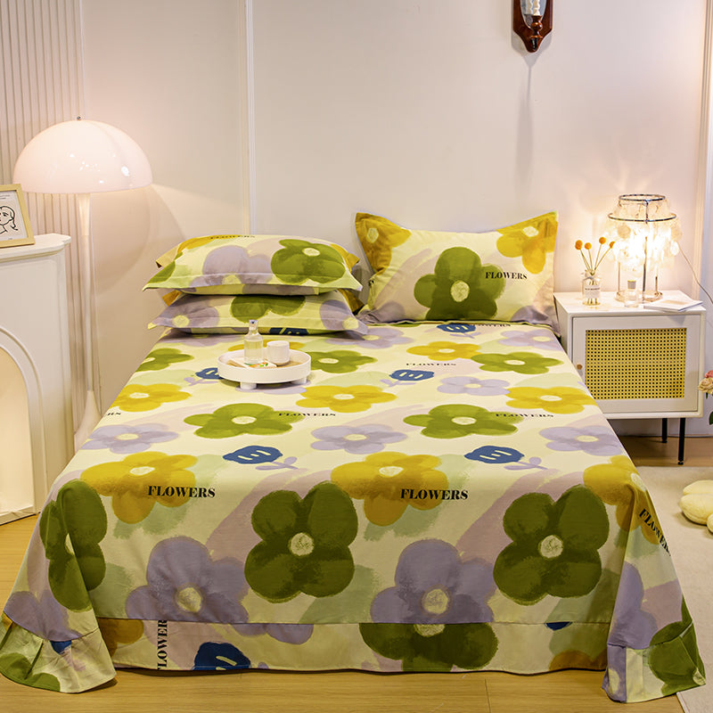 Sheet Sets Cotton Striped Wrinkle Resistant Ultra Soft Breathable Bed Sheet Set