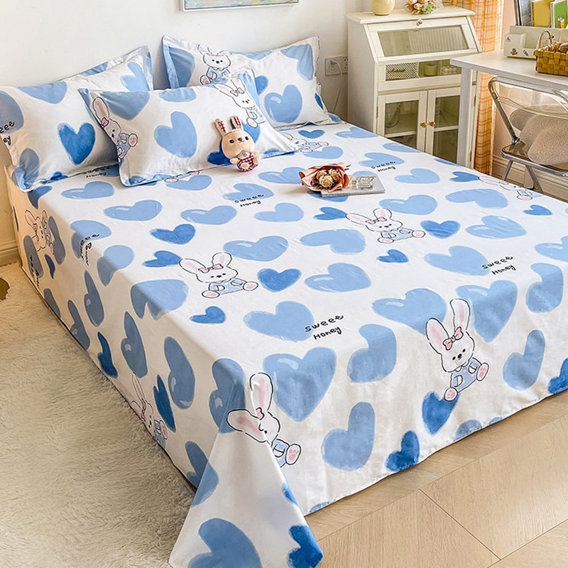 Sheet Sets Cotton Cartoon Printed Ultra Soft Breathable Wrinkle Resistant Bed Sheet Set