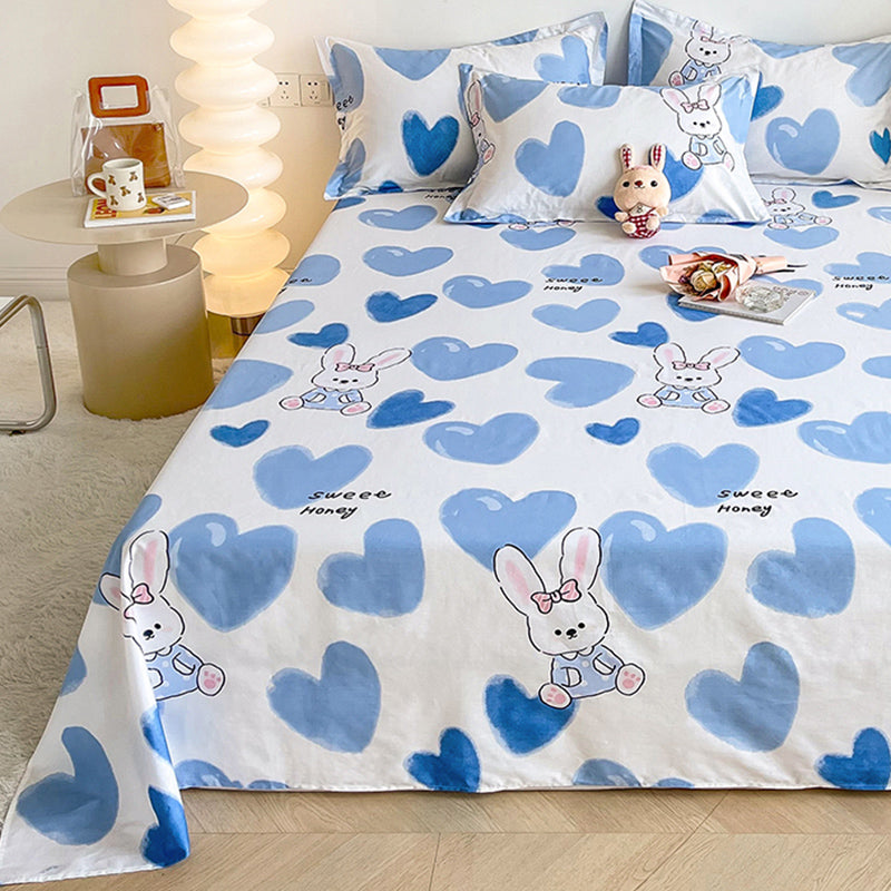 Sheet Sets Cotton Cartoon Printed Ultra Soft Breathable Wrinkle Resistant Bed Sheet Set