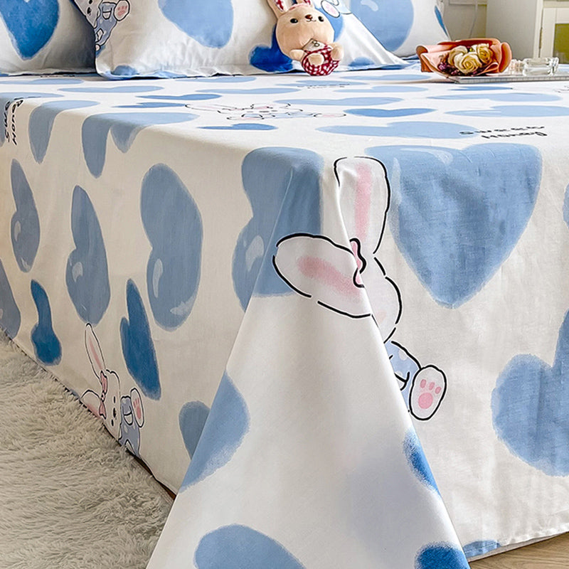 Sheet Sets Cotton Cartoon Printed Ultra Soft Breathable Wrinkle Resistant Bed Sheet Set