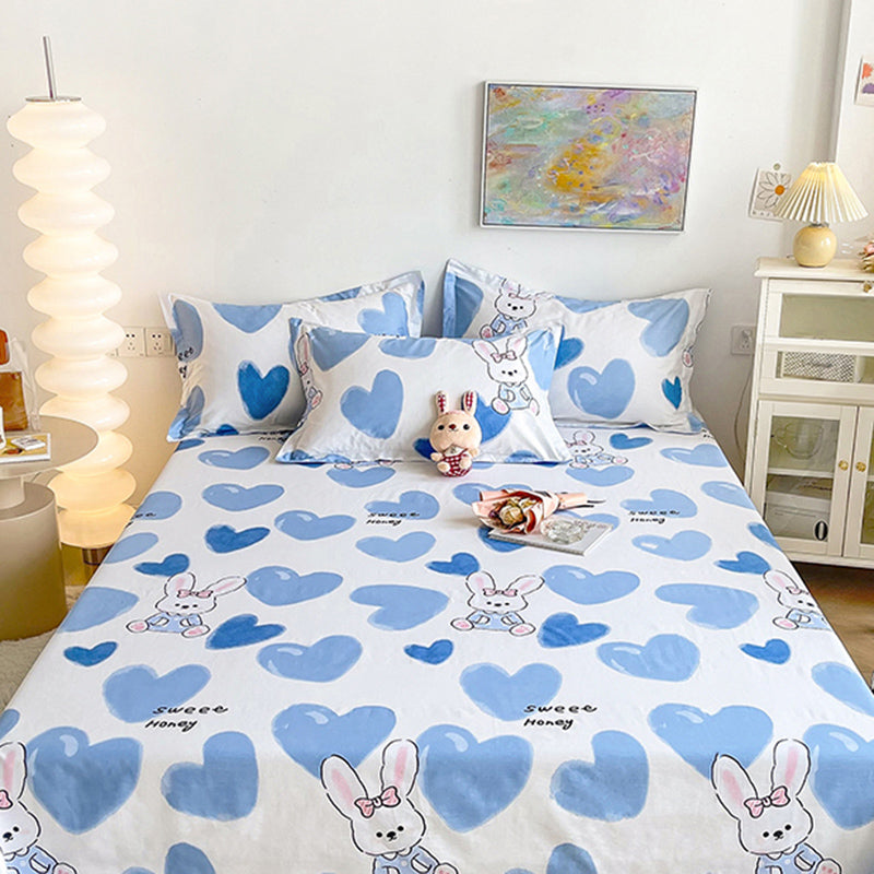 Sheet Sets Cotton Cartoon Printed Ultra Soft Breathable Wrinkle Resistant Bed Sheet Set
