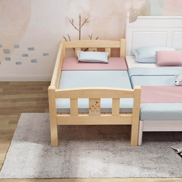 Glam Style Solid Wood Nursery Bed with Mattress and Guardrail