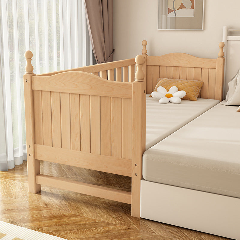 Washed Natural Wood Nursery Bed Modern Nursery Crib with Guardrail