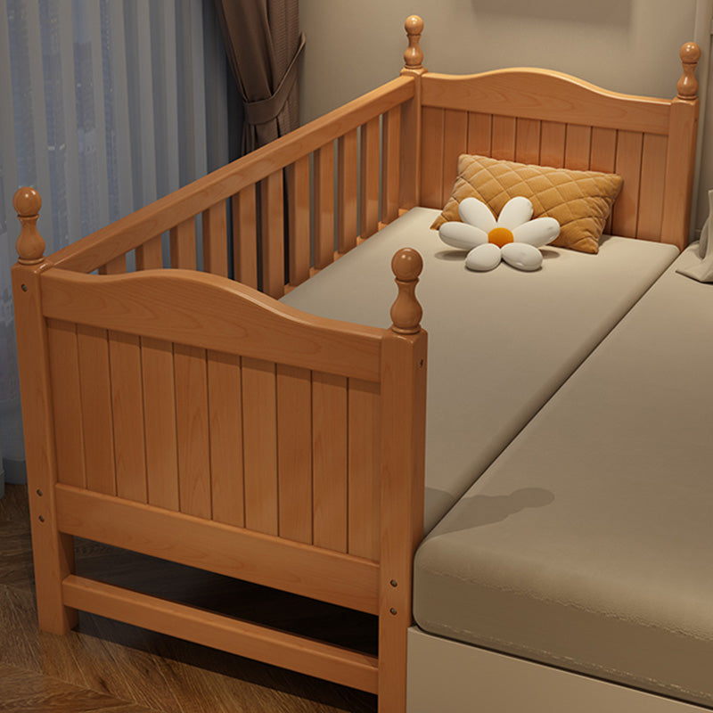 Washed Natural Wood Nursery Bed Modern Nursery Crib with Guardrail