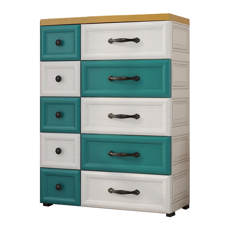 Scandinavian Plastic Vertical Kids Nightstand with Drawers for Bedroom