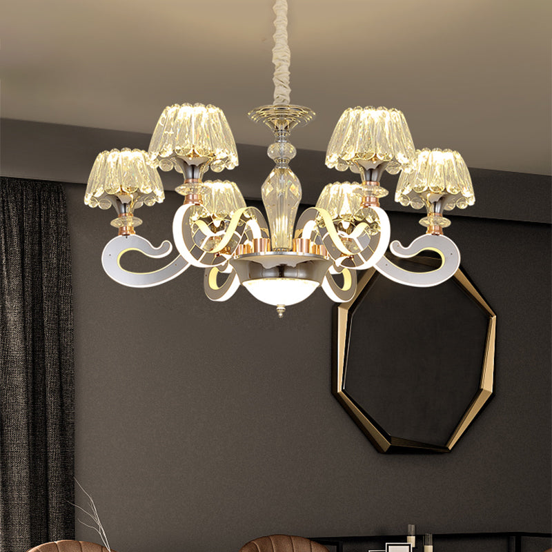 6/8 teste conico lampadario a sospensione modernista modernista chiara cristallo lampada sospensione del soffitto a led