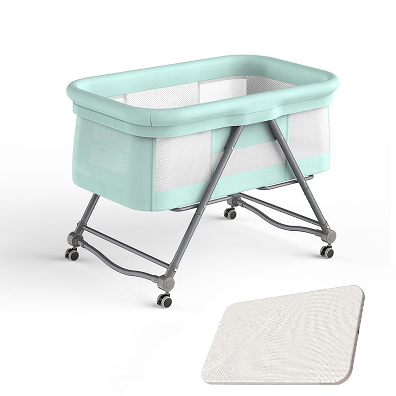 Modern Rocking Metal Crib Cradle Foldable Height Adjustable with Bedding