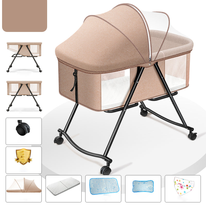 Modern Rocking Metal Gliding Height Adjustable Crib Cradle with Pad