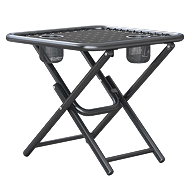 Modern 1/3 Pcs Bistro Set Square Metal Dining Table Set in Black