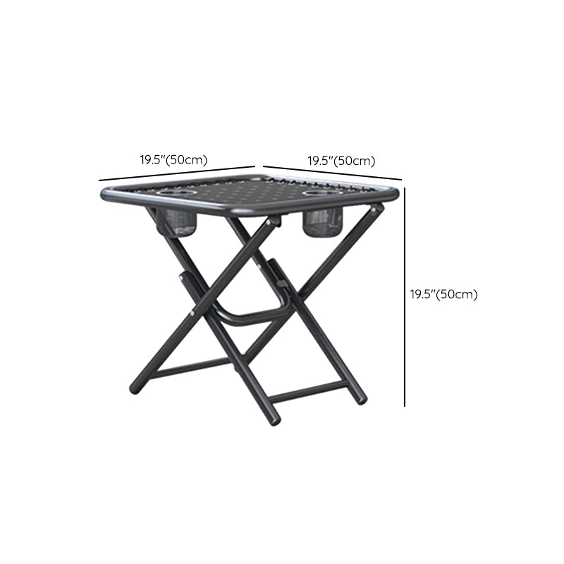 Modern 1/3 Pcs Bistro Set Square Metal Dining Table Set in Black
