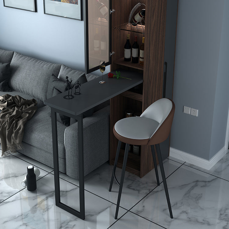 Modern Rectangle Wood Counter Table 2 Pieces Collapsible Bar Table Set for Living Room