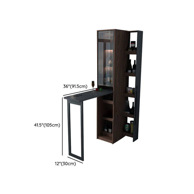 Modern Rectangle Wood Counter Table 2 Pieces Collapsible Bar Table Set for Living Room