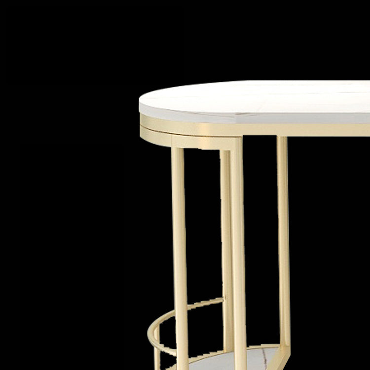 Glam Style Bar Table Set 1/2 Pcs White Granite Bar Table Set