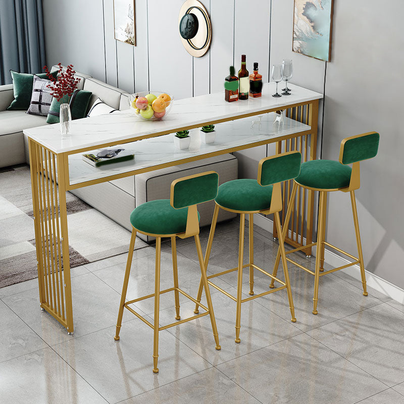 Rectangle Bar Pub Table Set 1/3/4/5 Pcs Metal and Wood Bar Table and Upholstered Stools