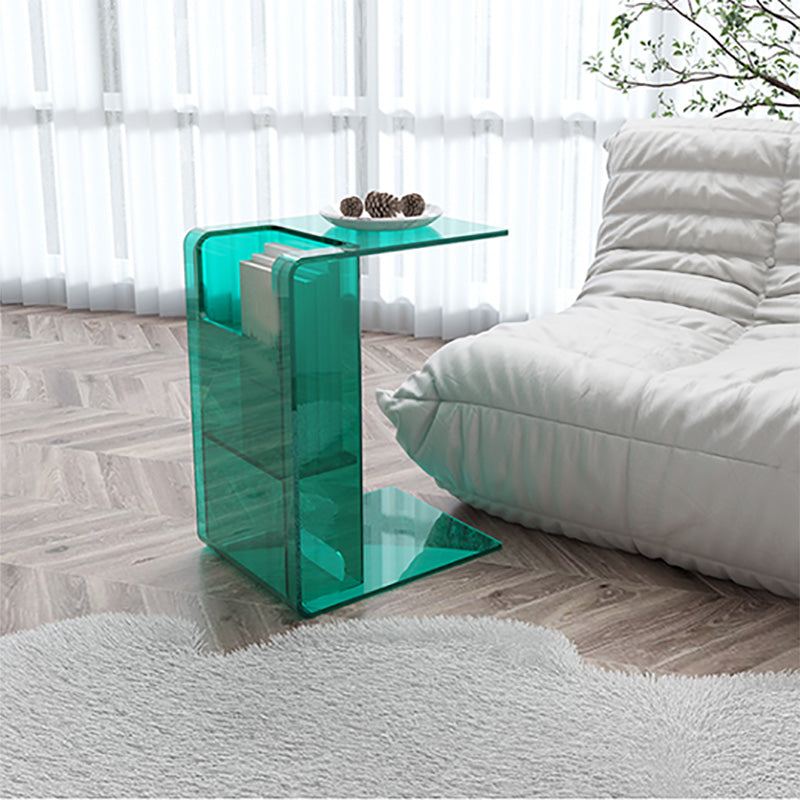 Contemporary Sofa Side Accent Table Plastic Pedestal Living Room with Storage