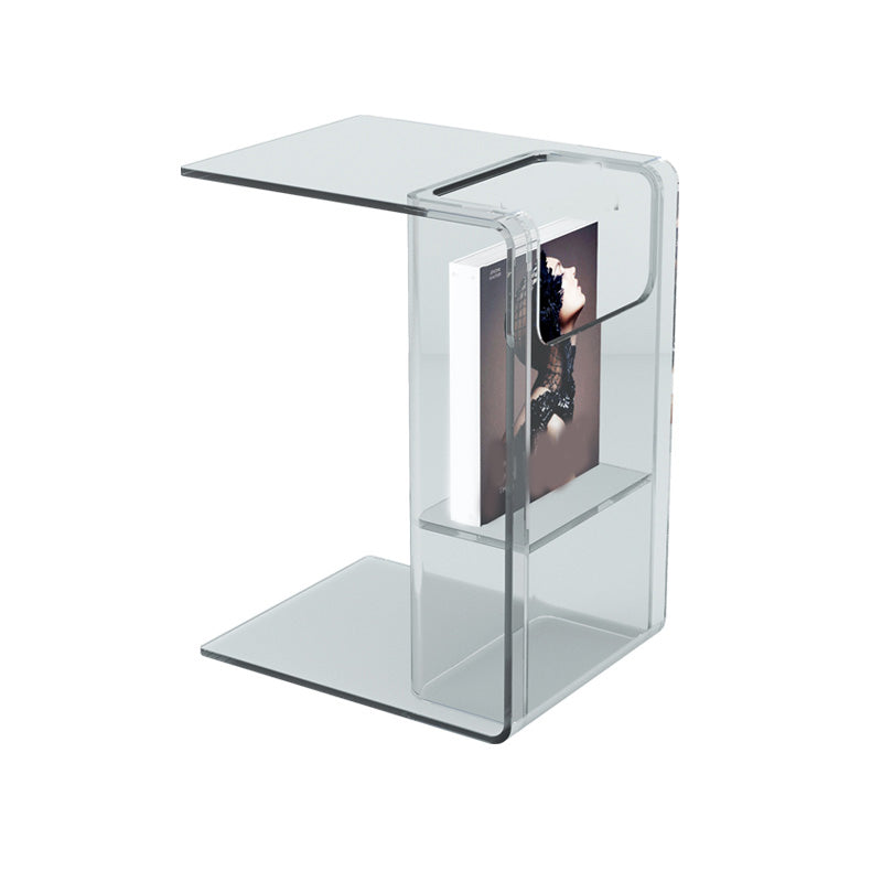 Contemporary Sofa Side Accent Table Plastic Pedestal Living Room with Storage