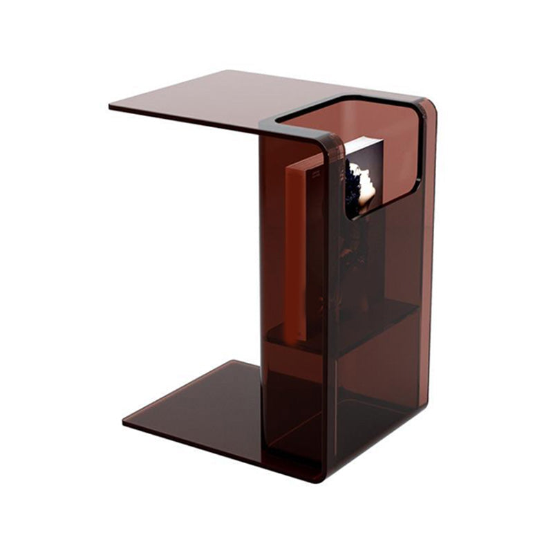 Contemporary Sofa Side Accent Table Plastic Pedestal Living Room with Storage