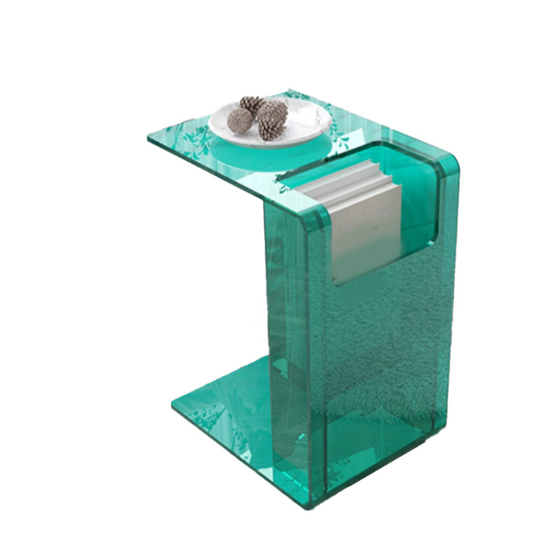 Contemporary Sofa Side Accent Table Plastic Pedestal Living Room with Storage