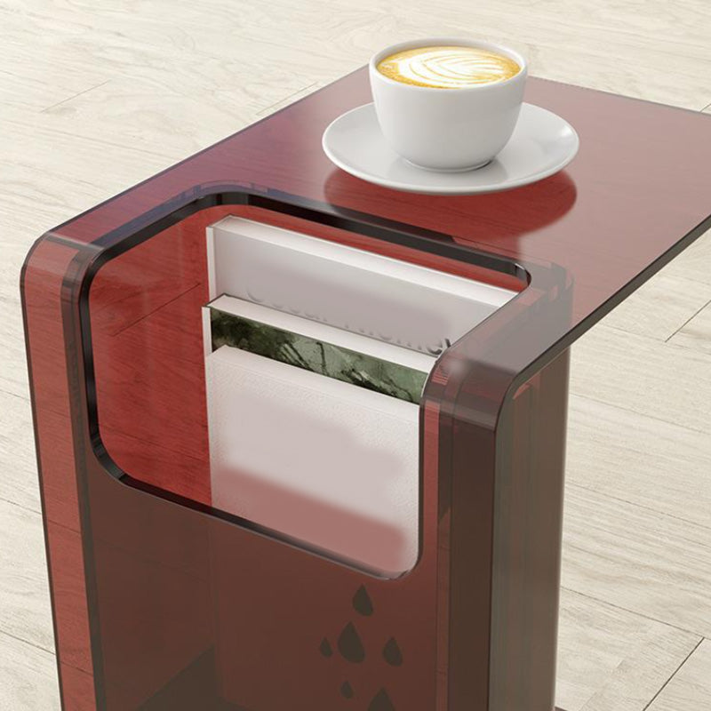 Contemporary Sofa Side Accent Table Plastic Pedestal Living Room with Storage