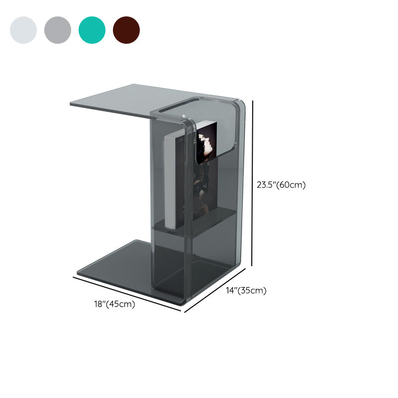 Contemporary Sofa Side Accent Table Plastic Pedestal Living Room with Storage