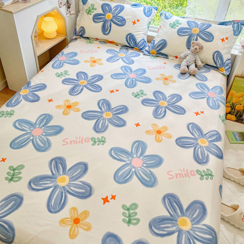 Sheets Cotton Floral Printed Wrinkle Resistant Ultra Soft Breathable Bed Sheet Set