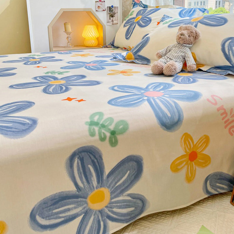 Sheets Cotton Floral Printed Wrinkle Resistant Ultra Soft Breathable Bed Sheet Set
