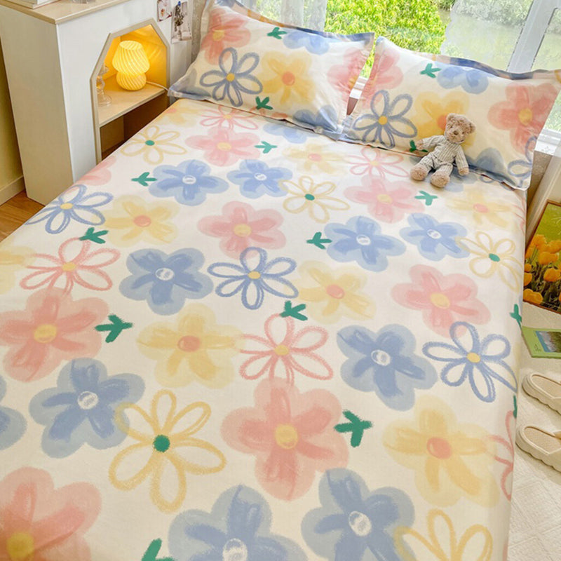 Sheets Cotton Floral Printed Wrinkle Resistant Ultra Soft Breathable Bed Sheet Set